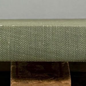 K&ouml;nnte beinhalten: Ein salbeigr&uuml;ner Buchr&uuml;cken mit texturiertem Stoffmaterial. Der Text auf dem Buchr&uuml;cken lautet Selections from Poe, herausgegeben von Gambrill, und Ginn and Company am unteren Rand. Das Buch weist Gebrauchsspuren an den Kanten und Ecken auf.