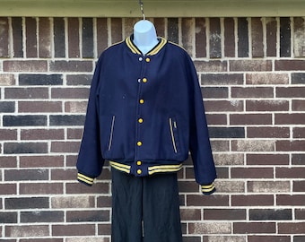 Mens Vintage Eddie Bauer Dark Blue Wool Bomber Jacket - Etsy