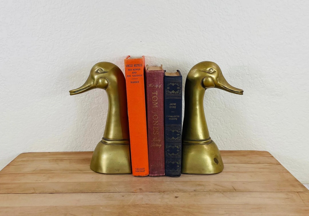 Brass Duck Head Bookends Set of 2 9 1/2 Tall Duck Head Bookends Etsy