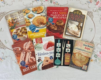 Dessert Recipe Booklets, 50s & 60's Mostly Pillsbury's Prize Winning Recipes Cook Booklets or magazines, Set of 8, All Included