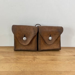 Brown Cowhide Leather Ammo Pouch, Swiss Army K31  Belt Pouch