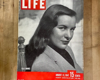 1947 LIFE Magazine, Ella Raines on The Cover, August 11, 1947 Edition, Complete Magazine