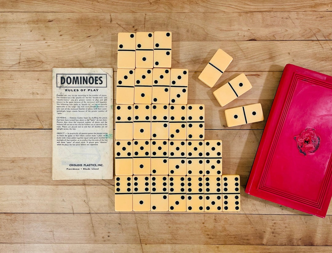 Ivory Crisloid Plastics Co Top Grade Double Six Set of Dominoes in ...