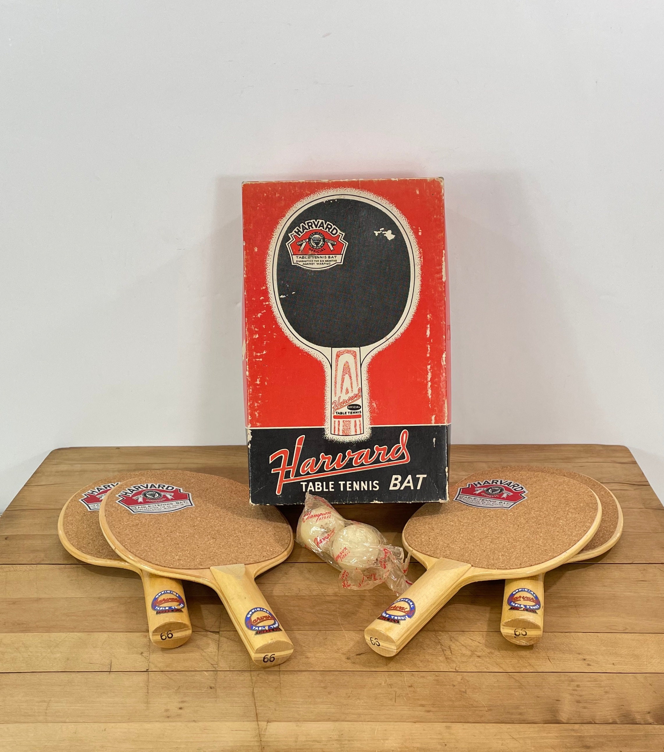 Harvard Table Tennis ping Pong Cork Paddles Table Tennis Bats Set of 4 in Box With 2 Ping Pong Balls All Included Etsy