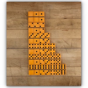 Butterscotch Bakelite / Crisloid / Catalin Double Six Domino Set, Full Set of Old Dominoes in Hard Vinyl Carrying Case