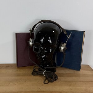 Antique C. Brandis Radio Headphones with Metal and Black Bakelite Housing and 2 books