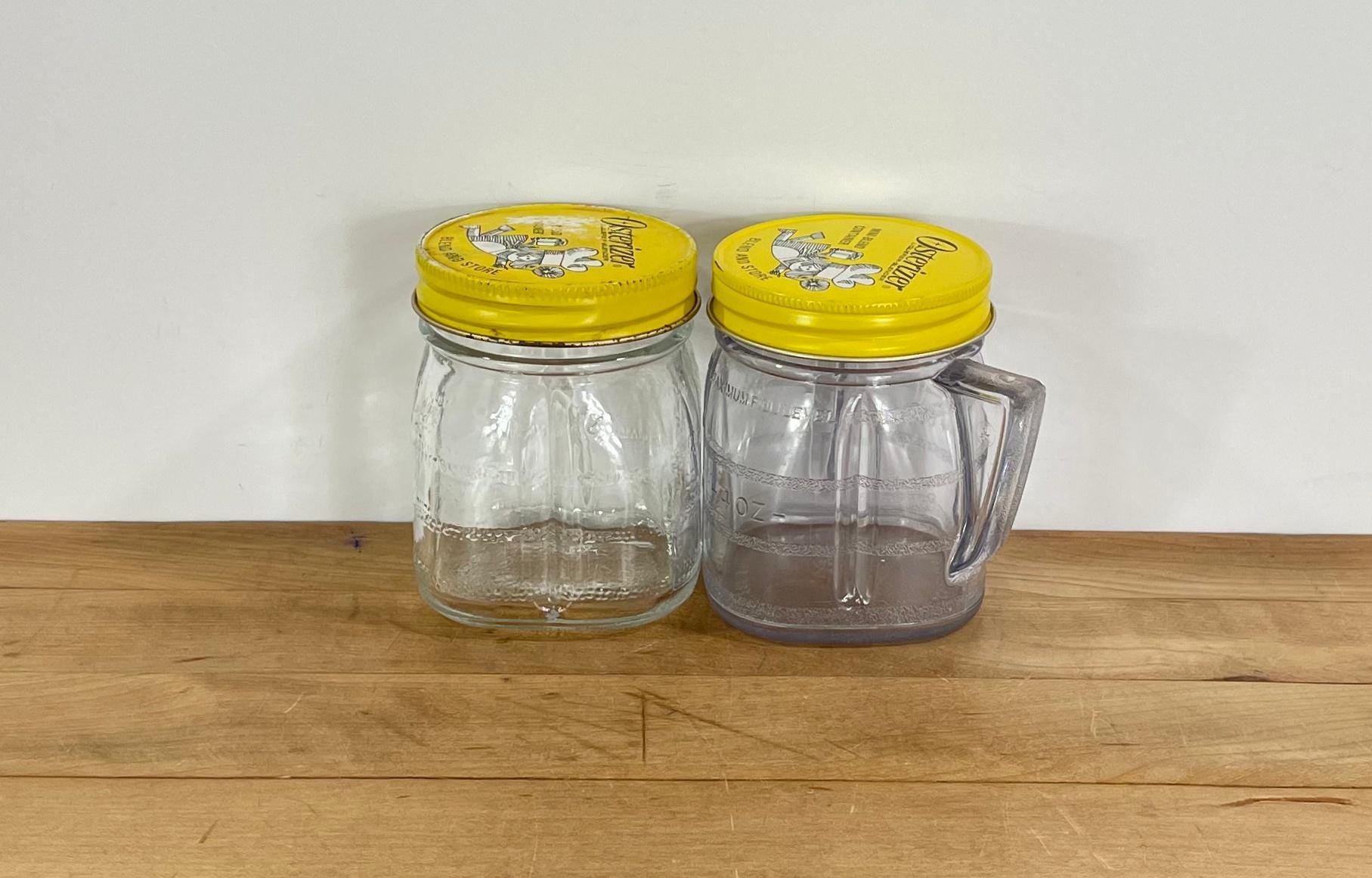 Oster Blender Containers, Oster Osterizer Glass and Plastic Mini-Blend Containers, Oster Blend and Store Jars with Metal Lids, Set of 2