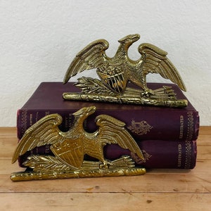 1950s Brass Eagle Bookends by Metalcraft, Spread Eagle Bookends
