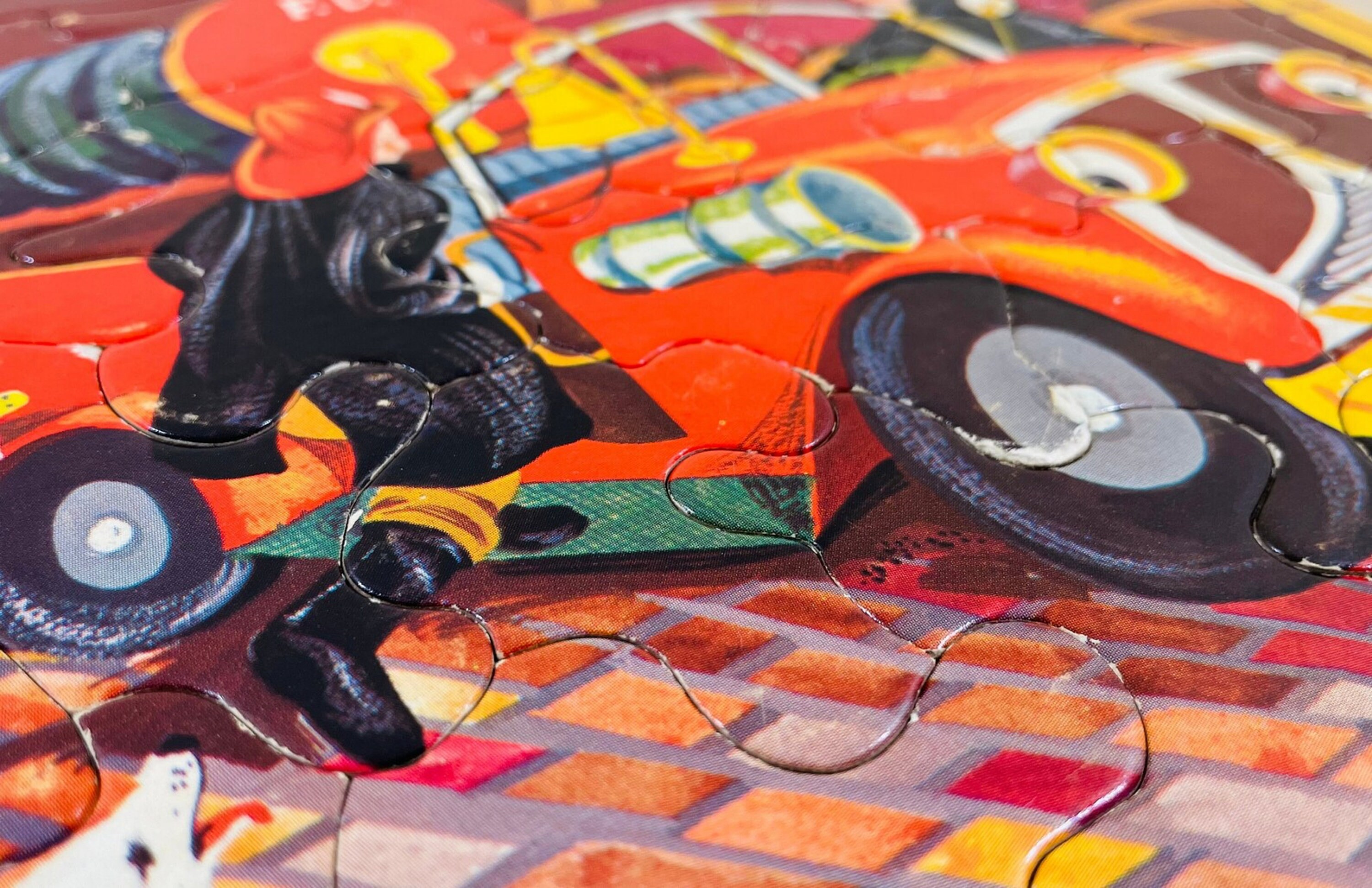 Children's Large Piece Puzzles by Sifo, 1965 Train and Fire Truck