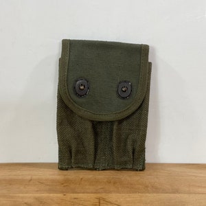 Cotton US Army Ammo Pouch, Dark Green Cotton Canvas 2 Pocket Ammo Holder