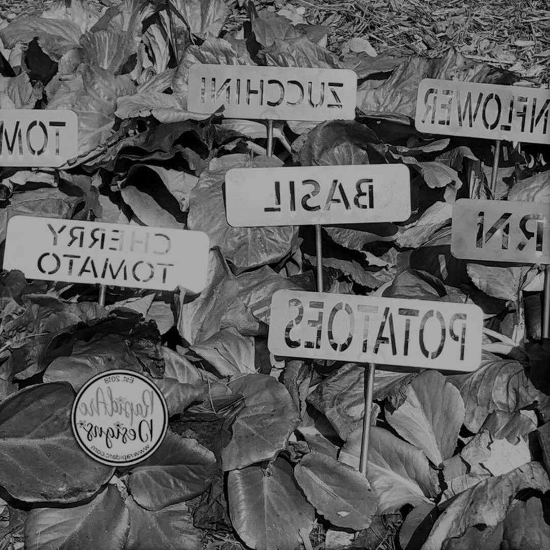 Metal Garden Row Marker Sign - Customizable Vegetable and Herb Sign ...