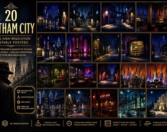 Gotham City 20 Digital high-resolution printable posters — 4000px each
