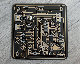 PCB Coaster, Black printed circuit board. Select your quantity. Other colours available, blue, white and purple.