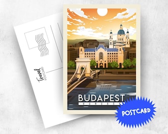 BUDAPEST Travel Postcard – Hungary Travel Illustration, A6 Print - Places Collection