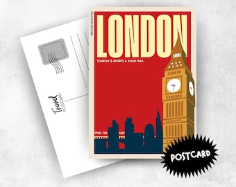 LONDON Postcard – Retro Travel Art with Envelope | Places Collection