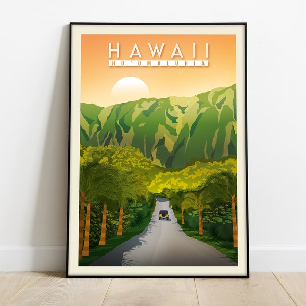 Hawaii Wall Art Print | Ho' Omaluhia Island Poster |  Hawaii Landscape | Size A1 A2 A3 A4 A5