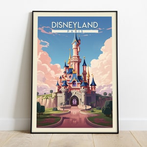 Wall Art Disneyland Paris Print City Travel Poster Disney Postcard Gift Idea Room Decor Places Printable Art Kids Decoration Idea