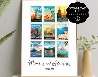 Personalised Travel Memories Print | Gift Present | Places Collection Wall Decor | Cities Size A2 A3 A4 A5