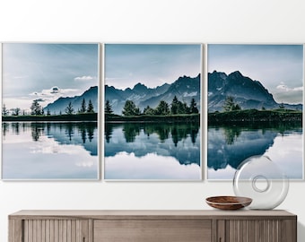 Mountain Lake Landscape Print Set | Nordic Nature Wall Art