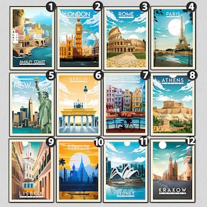 Travel Postcards World Postcards Postcard Print Gift Idea Retro Postcards Vintage Travel Postcard image 3