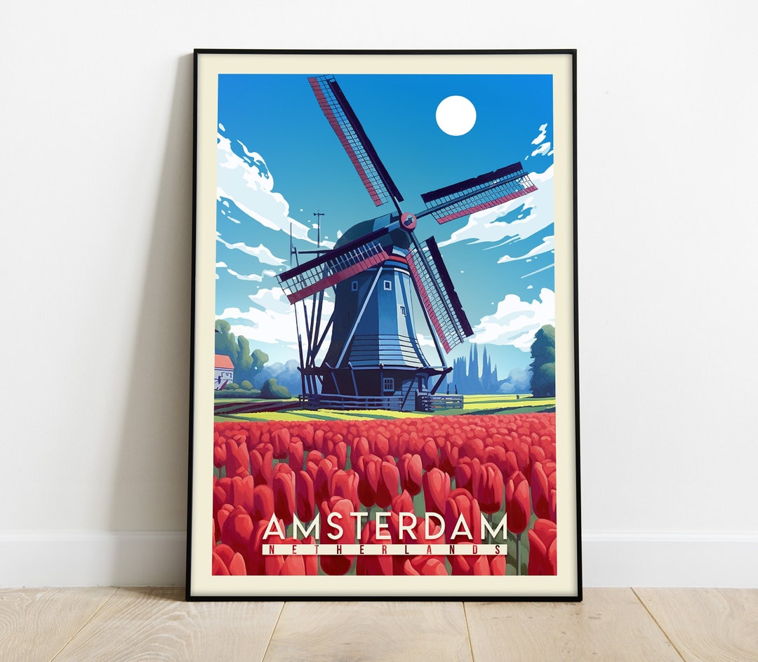 Amsterdam Poster | Netherlands Wall Art | Gift Idea | Travel Memory ...
