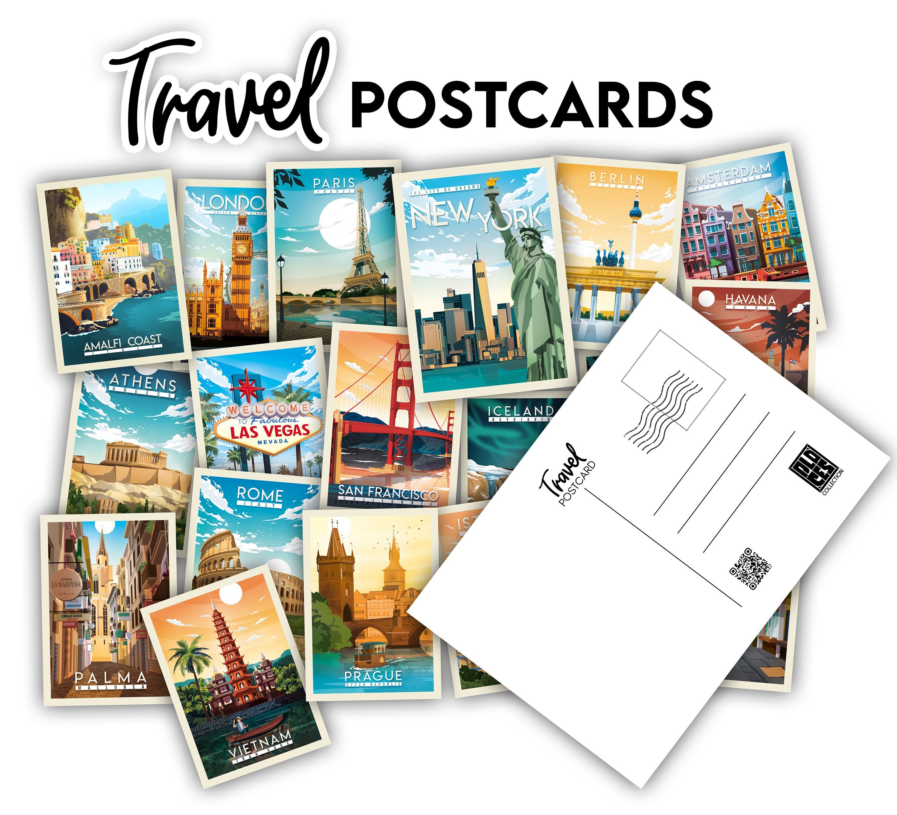 Travel Postcards World Postcards Postcard Print Gift Etsy