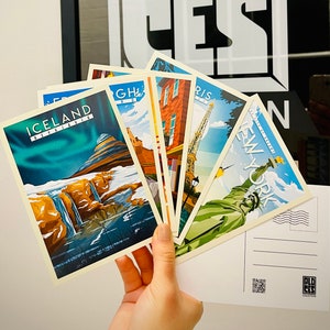 Travel Postcards World Postcards Postcard Print Gift Idea Retro Postcards Vintage Travel Postcard image 2