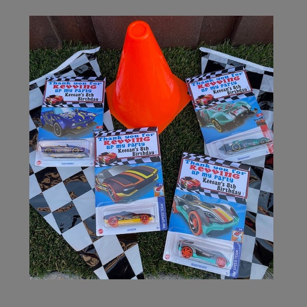 Personalized Race Car favors ~ Race Car Birthday ~ Hot Wheels Favors ~ Hot Wheel ~ Birthday Favors
