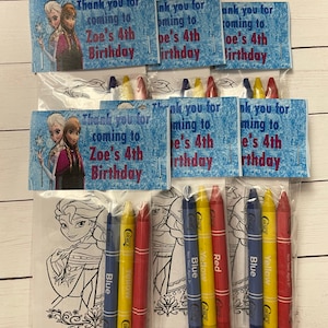 Personalized Frozen Color favors ~ Favors ~ Crayon favors ~ Boy Or Girl ~ Birthday Favors