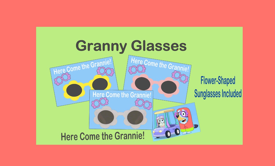 Granny Glasses Favors Inspired Bluey Favors Granny Glasses Etsy