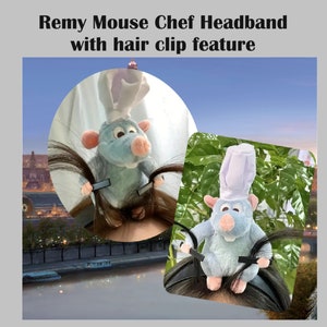 Remy Mouse Chef Headband with hair clip feature ~ Ratatouille Headband ~ Chef Remy