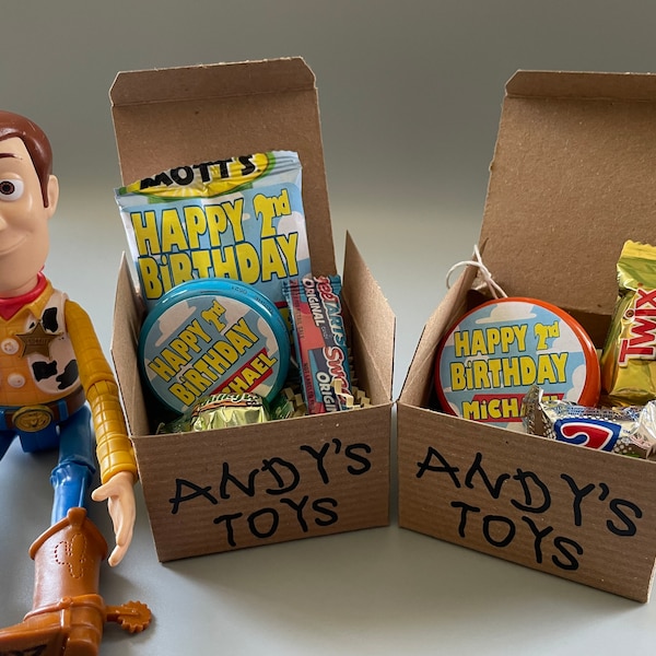 Personalized "Andy's Toys" Toy Story favor box  ~ 2 Different Sizes ~ or a Complete Favor Box ~ Favor Box ~ Party Favors ~ Birthday Favors