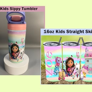 Gabby&#39;s Dollhouse Kids tumbler ~ Personalized Gabby&#39;s Dollhouse inspired kids tumbler ~ Gabby&#39;s Dollhouse 12 oz tumbler