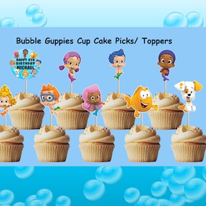Personalized Bubble Guppies Cupcake Picks ~ Cupcake Picks ~ Food Picks ~ Boy Or Girl ~ Birthday Picks