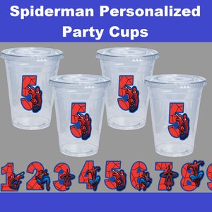 Spiderman Personalized Party Cups ~ Favors ~ plastic cups ~ Boy Or Girl ~ Birthday Favors