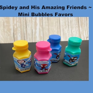 Personalized Spidey and His Amazing Friends Mini Bubbles ~ Bubbles ~ Party Favors ~ Boy Or Girl ~ Birthday Favors