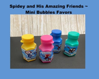 Personalized Spidey and His Amazing Friends Mini Bubbles ~ Bubbles ~ Party Favors ~ Boy Or Girl ~ Birthday Favors