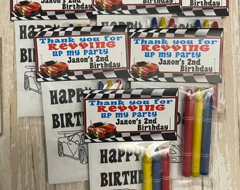 Personalized Color favors ~ Race Birthday ~ Favors ~ Crayon favors ~ Hot Wheel ~ Birthday Favors