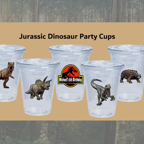 Party Cups ~ Jurassic Dinosaur cups ~ Favors ~ plastic cups ~ Boy Or Girl ~ Birthday Favors