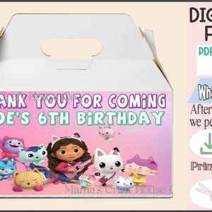 Personalized Gabby Dollhouse Favor Box ~ PDF ~ Favors Gable Box ~ Boy Or Girl ~ Birthday Favors