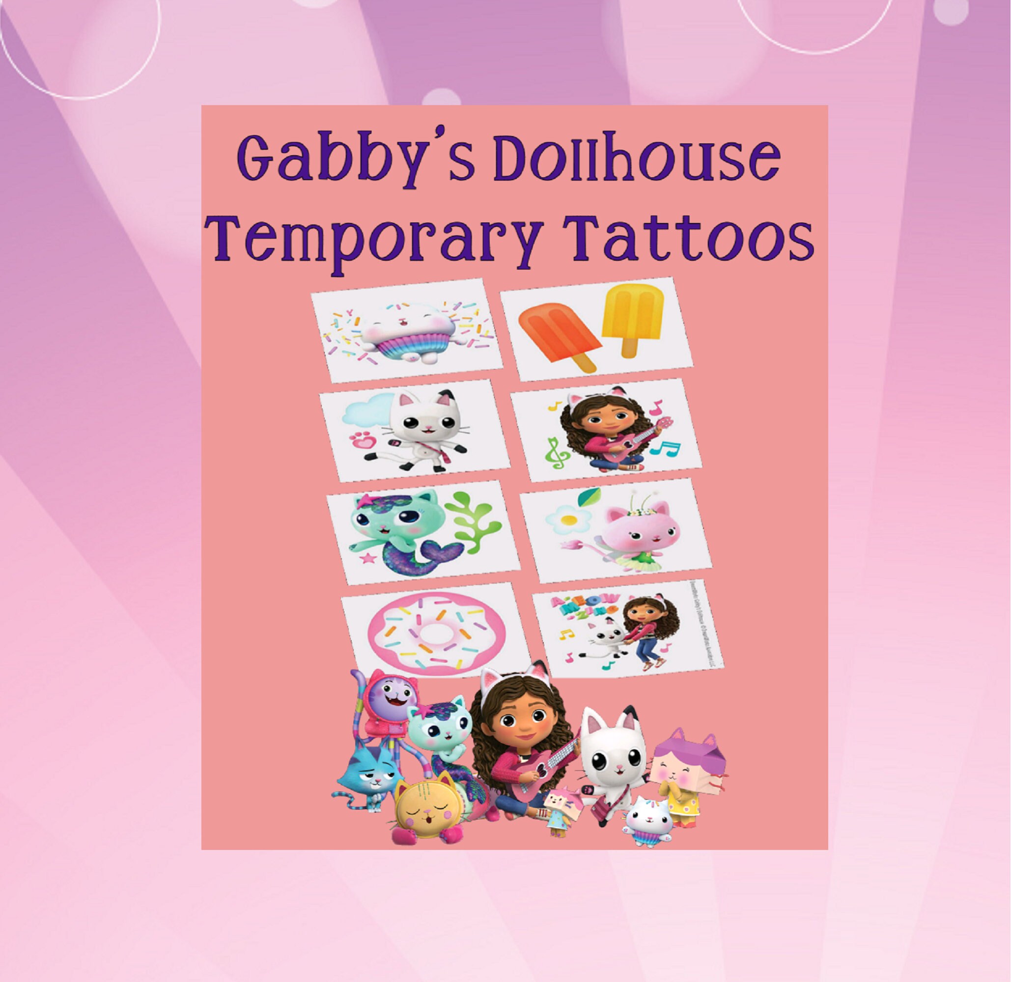 Tatouage Temporaire Gabbys Dollhouse pour Enfant, 20pcs Etanche Mignons  Tatouage Ephémère Kit Tatoo pour garcon fille Et fête d'anniversair(5 *  5cm) … : : Mode