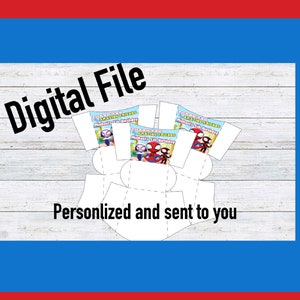 Digital File ~ You Print & Assemble ~ Personalized Spidey and His Amazing Friends Snack or Popcorn Box Favors ~ Birthday Favors
