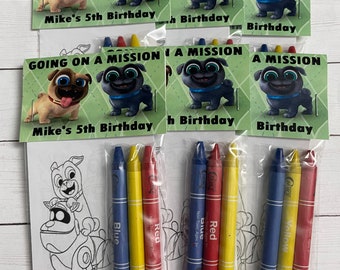 Personalized Puppy Dog Pal Color favors ~ Favors ~ Crayon favors ~ Boy Or Girl ~ Birthday Favors