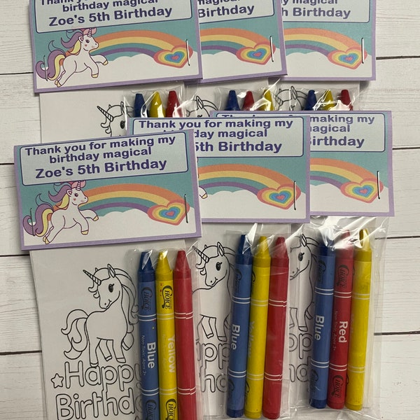 Personalized Unicorn Party Favors ~ Favors ~ Crayon favors ~ Boy Or Girl ~ Birthday Favors