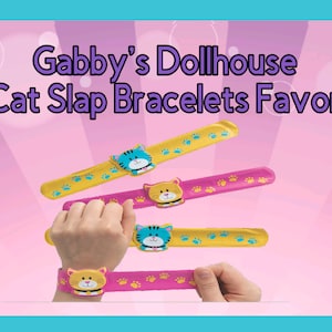 Gabby&#39;s Dollhouse Cat Slap Bracelets with Charm Favors ~ Gabby&#39;s Dollhouse favors ~ Gabby&#39;s Dollhouse ~ Cat Favor ~ Party Favors