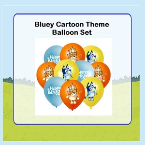 Set of 9 Bluey Balloons ~ Inspired Bluey Balloons ~ Birthday Favors