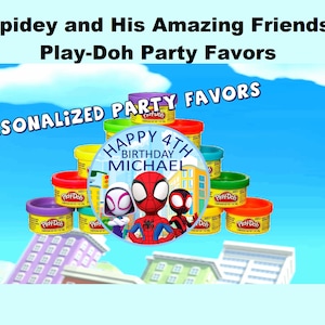 Personalized Spidey and His Amazing Friends Play-Doh ~ Play Doh Favor ~ Party Favors ~ Boy Or Girl ~ Birthday Favors