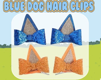 Hair Clips Dog Ears ~ Inspired Bluey hair clips ~ Great for dress up or parties