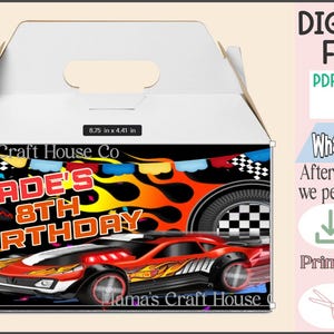 Personalized Race Birthday Favor Box ~ PDF ~ Favors Gable Box ~ Boy Or Girl ~ Birthday ~ Race Car Birthday Décor ~ Favors ~ Hot Wheel