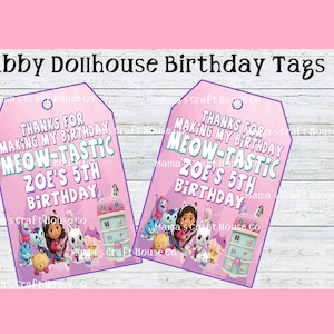 Personalized Gabby&#39;s Dollhouse Tags for favors ~ Tag Favors ~ Boy Or Girl ~ Birthday Favors